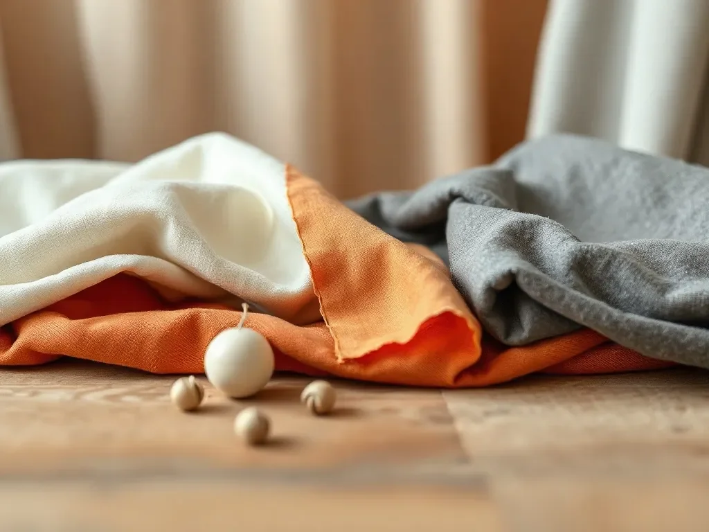 multiple fabric elements on table